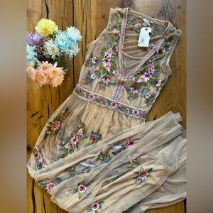 Sundance Passion of the Gale Mesh Embroidered Dress XS